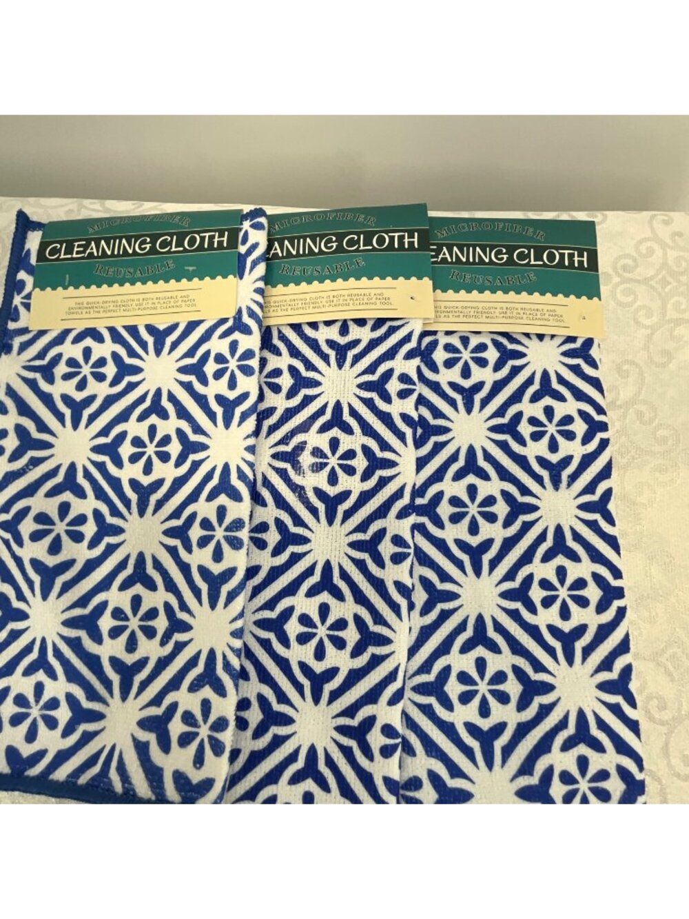 St. Joseph's Indian School Set/3 Reusable Microfiber Cleaning Cloths With Blue &